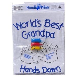 HandiPrints World's Best Grandpa T-Shirt Paint Kit Hand Prints (XL, White) NWT